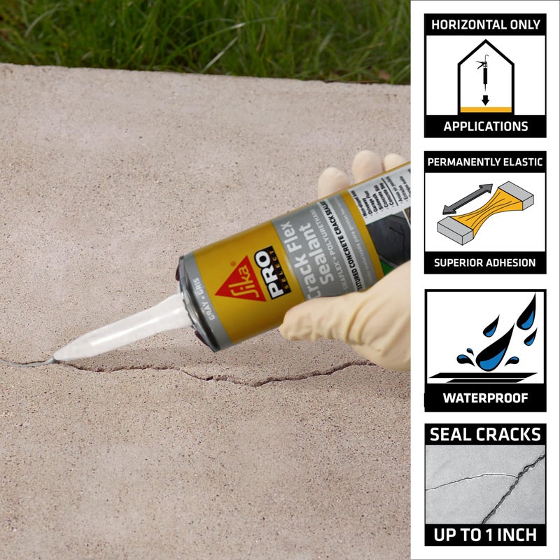 SIKA Sikaflex Crack Flex Sealant, Gray, High-Performance Textured Polyurethane, Self-Leveling, Waterproof Sealant for Horizontal Cracks Up to 1 in Wide, 10.1 fl oz, - Image 2